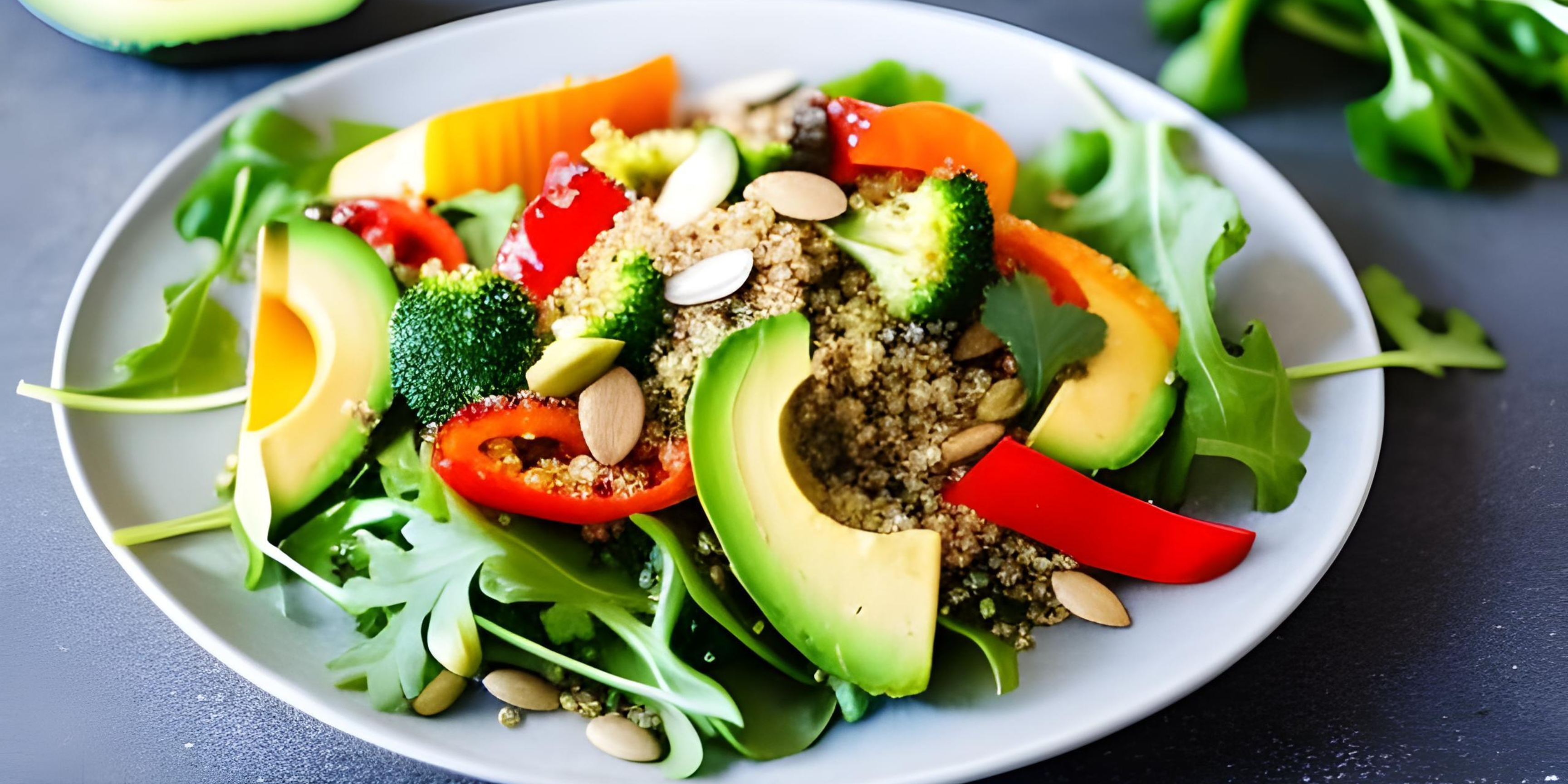 Superfool Salat mit Quinoa, Spinat, Avocado und vielem mehr gegen Regelschmerzen.